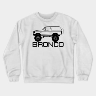 1992-1996 Bronco Side w/Tires, Black Print Crewneck Sweatshirt